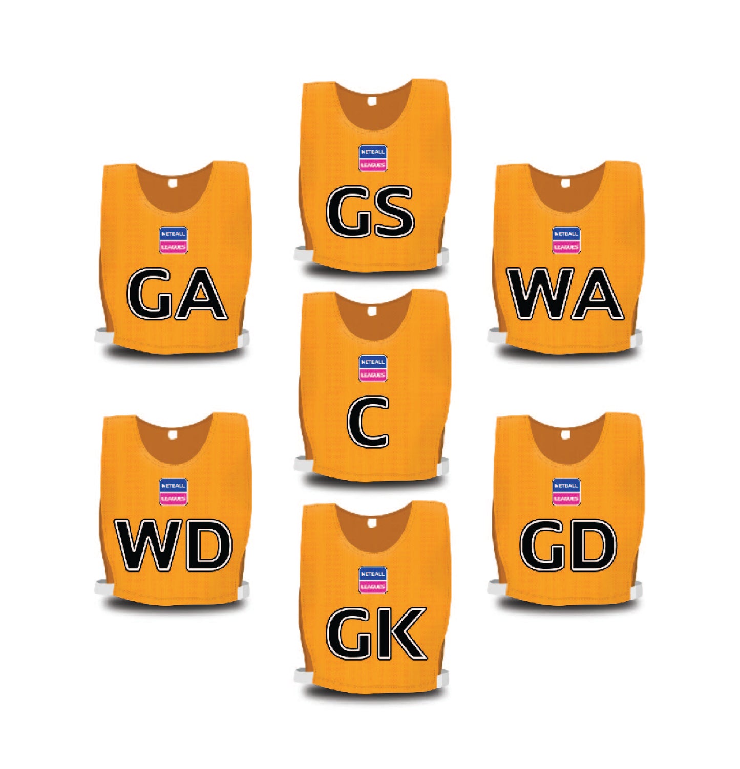 Orange 'Netball League' Team Bibs